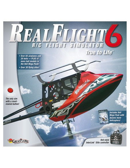 Real Flight G6 helico mode2 ( livré avec radio)