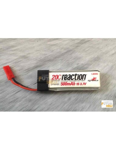 Lipo 500 mAh 1S  3.7V  20C Fiche Bec Reaction Horizon Hobby